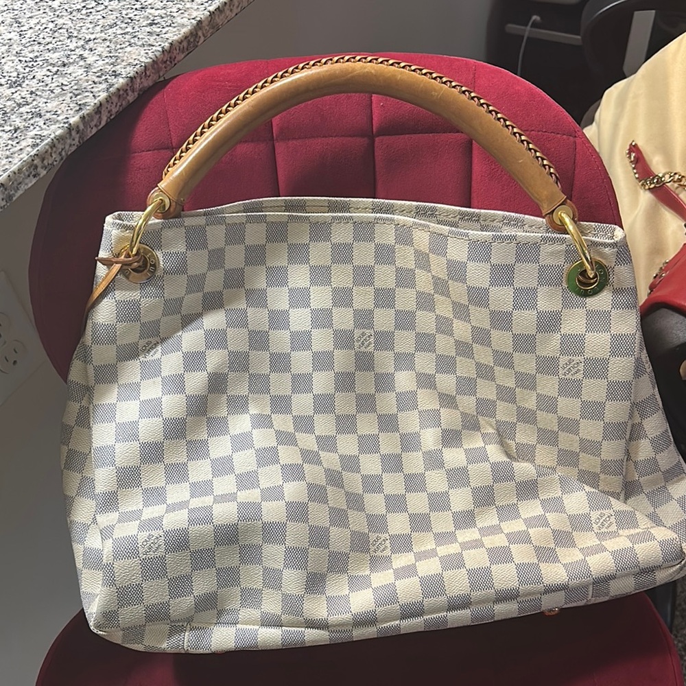 Louis Vuitton Damier Azur Artzy M/M White and Tan Checkered Shoulder Bag